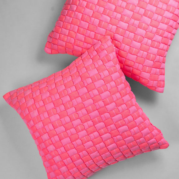 Suzani Quilted Pillow - Neon Pink