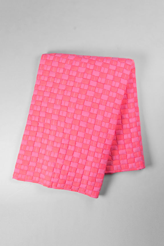 Quilted Suzani Throw Blanket - Neon Pink