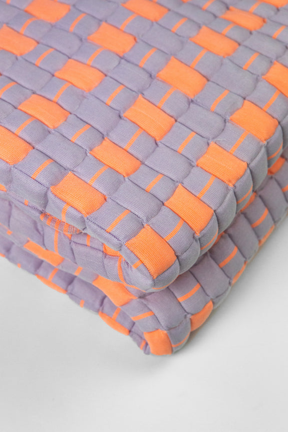 Quilted Sujani Throw Blanket - Lilac and Orange