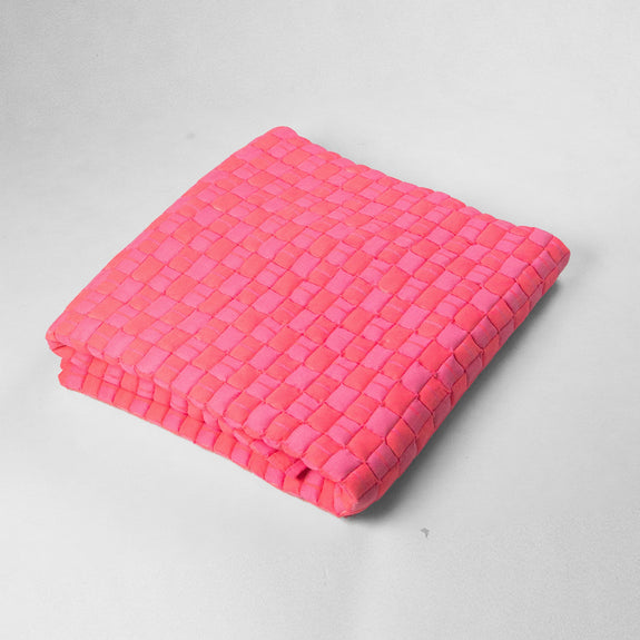Quilted Suzani Throw Blanket - Neon Pink