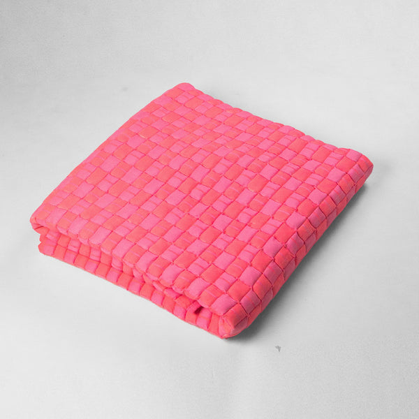 Quilted Suzani Throw Blanket - Neon Pink