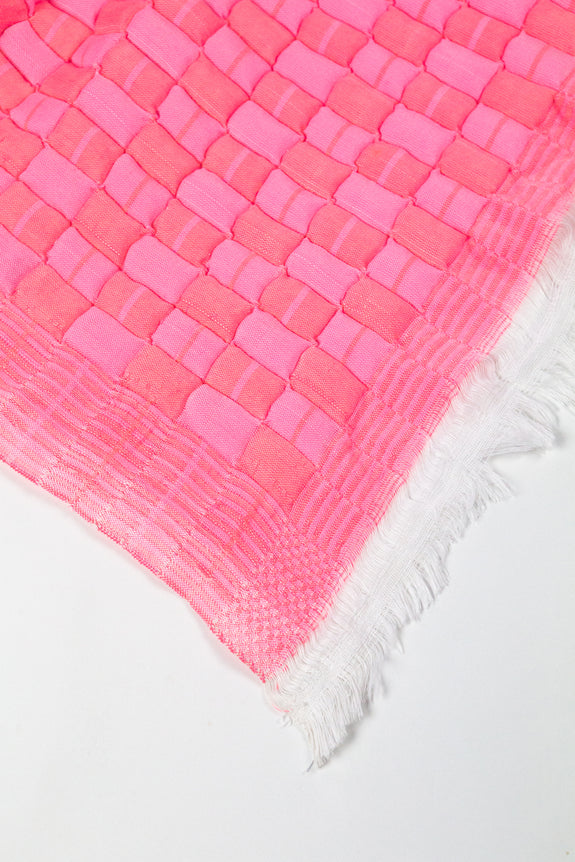 Quilted Suzani Throw Blanket - Neon Pink