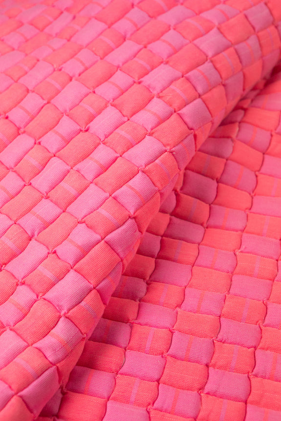 Quilted Suzani Throw Blanket - Neon Pink