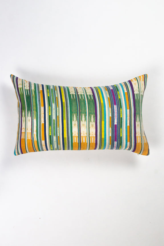 Vintage Green and Peach Ikat Pillow