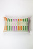 Vintage Ikat Mint Green, Orange & Magenta Stripe Pillow - Archive New York