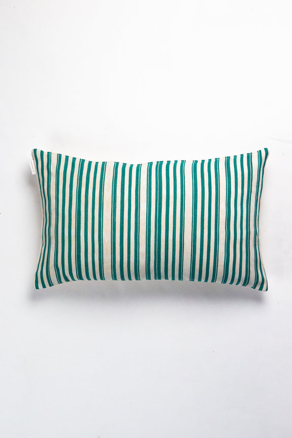 Vintage Sage Green and Natural Ivory Striped Pillow