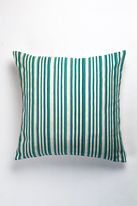 Vintage Sage Green and Natural Ivory Striped Pillow