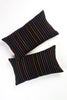 Vintage Washed Black Denim Rainbow Striped Pillow - Archive New York