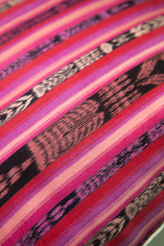 Vintage Magenta, Red and Black Ikat Pillow