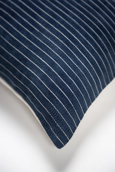 Vintage Indigo Denim 16" Striped Square Pillow