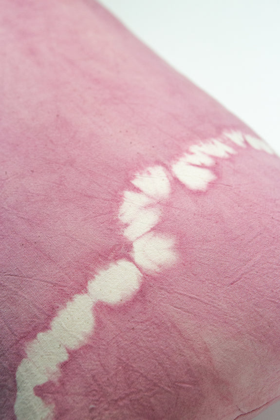 Pink Natural Dyed Shibori Tassel Square Pillow