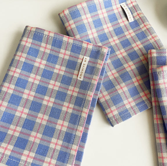 Sofia Periwinkle Plaid Cocktail Napkin