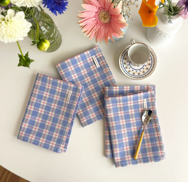 Sofia Periwinkle Plaid Cocktail Napkin
