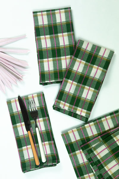 San Andres Gingham Forest & White Napkins