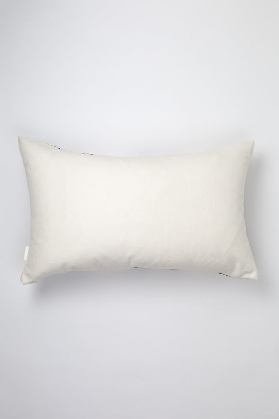 Checkered Brocade Pillow - Grey & White - 12 x 20