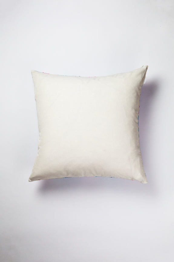 Checkered Brocade Pillow - Grey & White Square