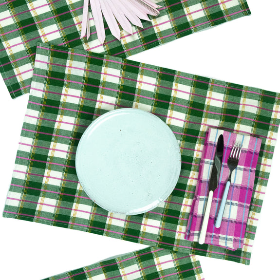 San Andres Gingham Forest & Ivory Placemat