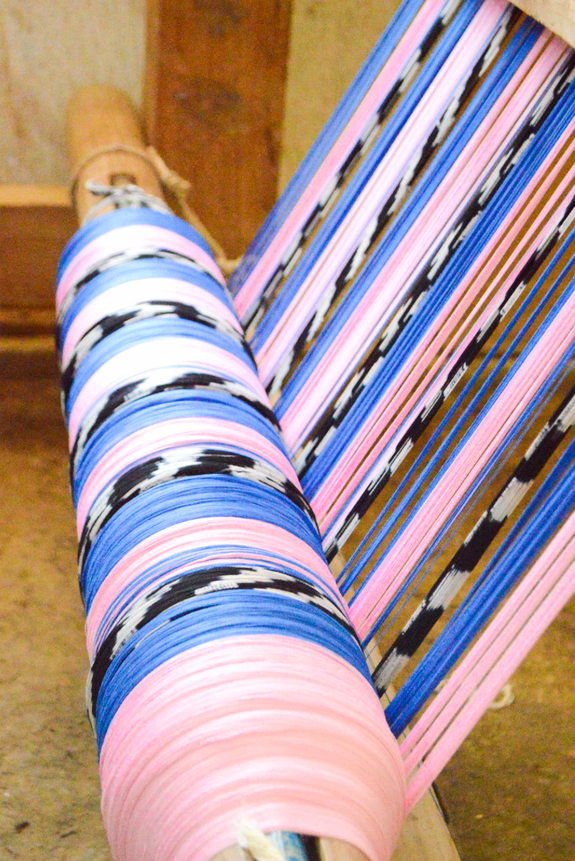 Palm Ikat Blanket in Blue & Pink