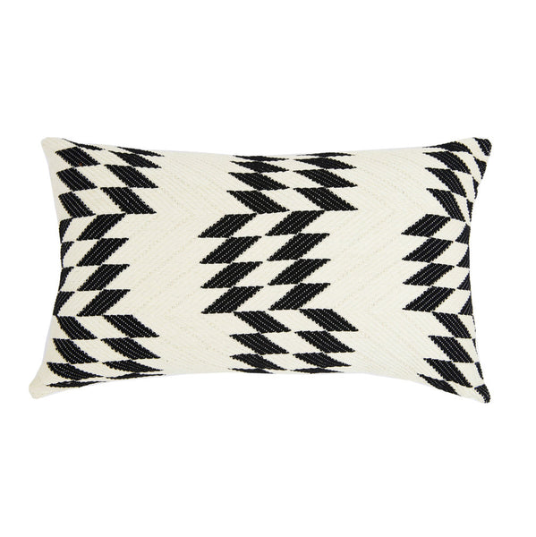 Almolonga Quilt Pillow - Black &amp; Natural White -  12" x 20"