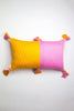Antigua Pillow - Colorblocked Pink and Orange / Jade Green - Archive New York