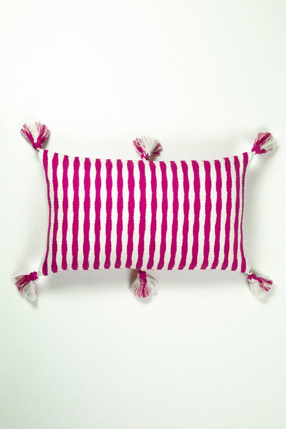 Antigua Pillow - Fuchsia Pink Stripe