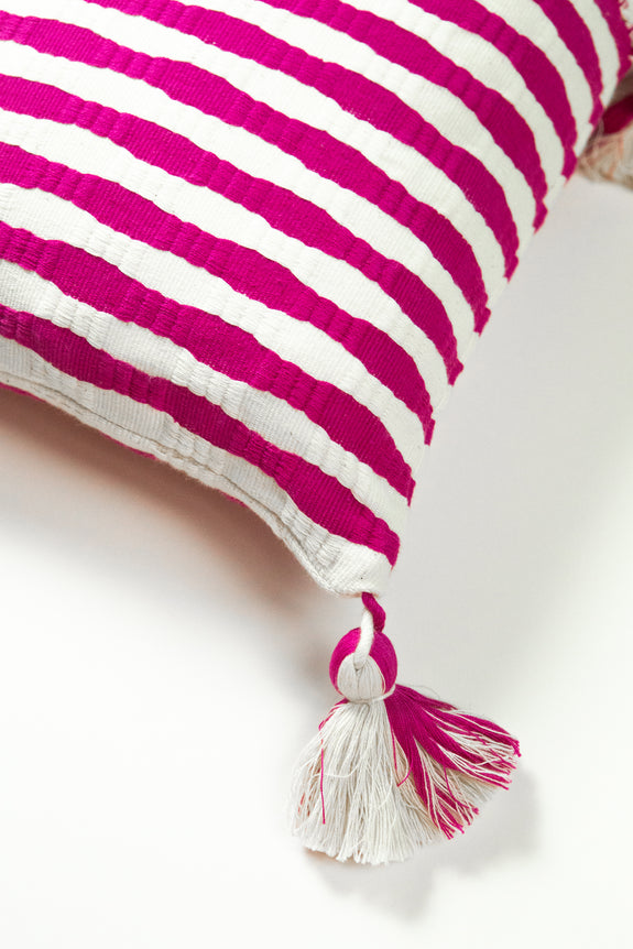 Antigua Pillow - Fuchsia Pink Stripe