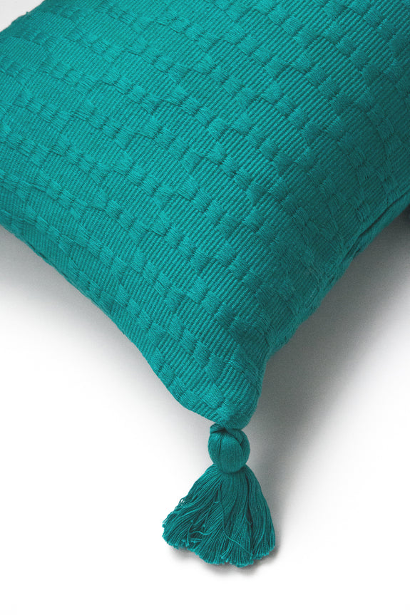 Antigua Pillow - Jade &amp; Faded Aqua Colorblocked