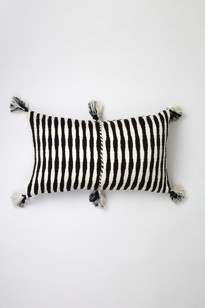 Antigua Pillow - Black and Natural Ivory