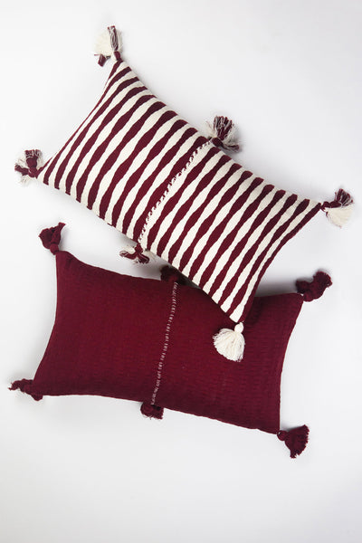 Antigua Pillow - Burgundy Stripe