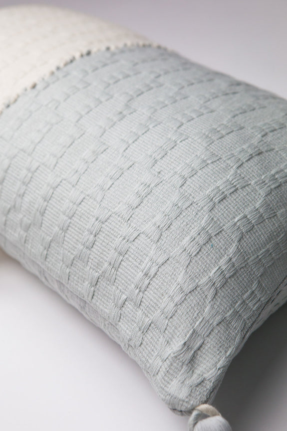 Antigua Pillow - Grey &amp; Natural White Colorblocked