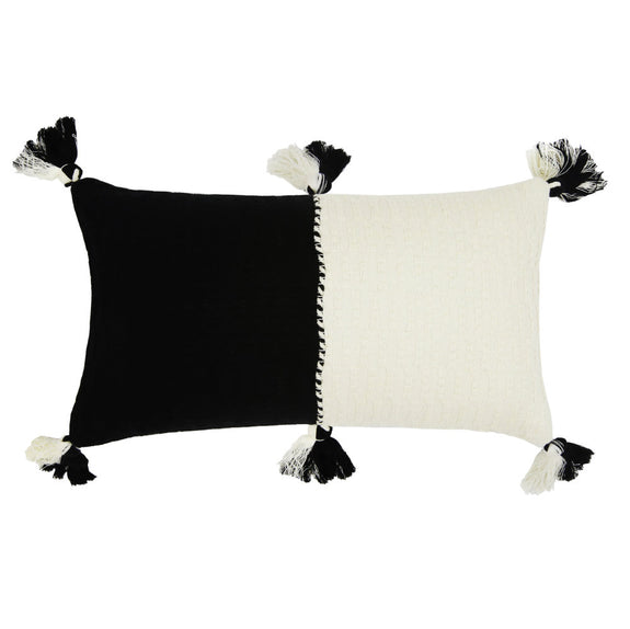 Antigua Pillow - Black &amp; Natural White Colorblocked