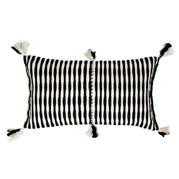 Antigua Pillow - Black + Ivory