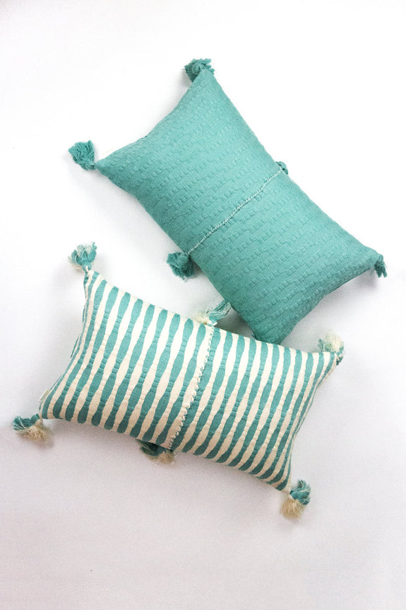 Antigua Pillow - Faded Aqua Striped