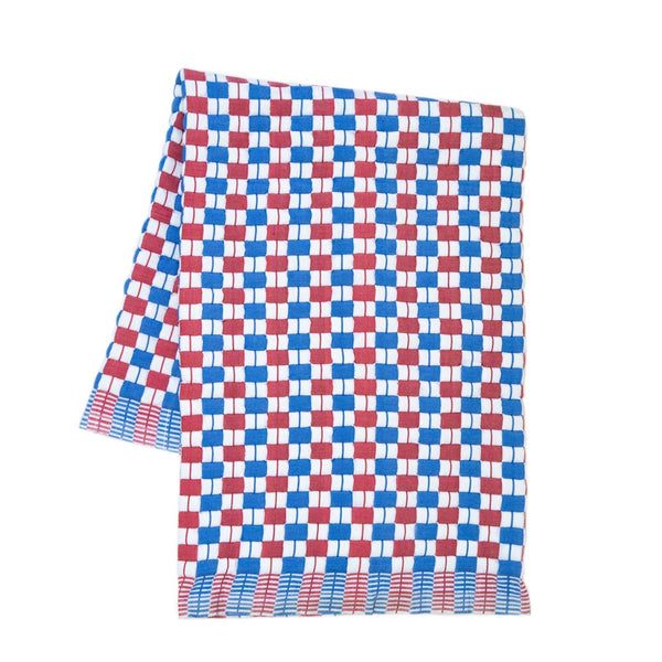 Quilted Suzani Throw Blanket - Red & Blue
