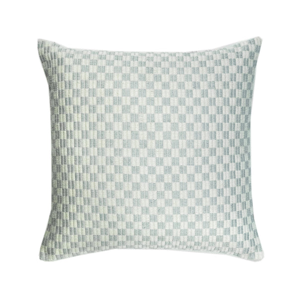 Checkered Brocade Pillow - Grey & White Square