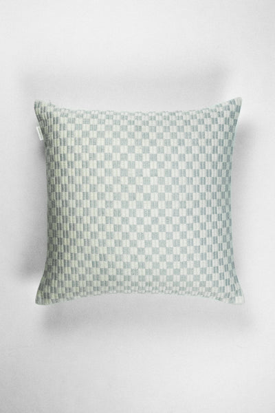 Checkered Brocade Pillow - Grey & White
