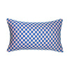 Checkered Blue and Pink Brocade Pillows - Archive New York