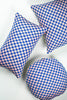 Checkered Blue and Pink Brocade Pillows - Archive New York