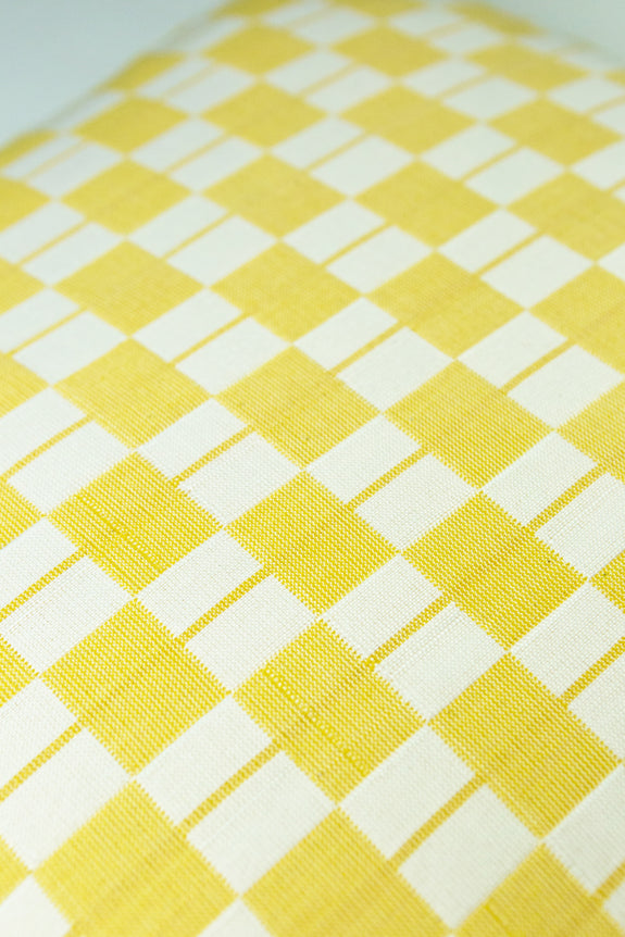 Suzani Pillow - Yellow & White Checkered