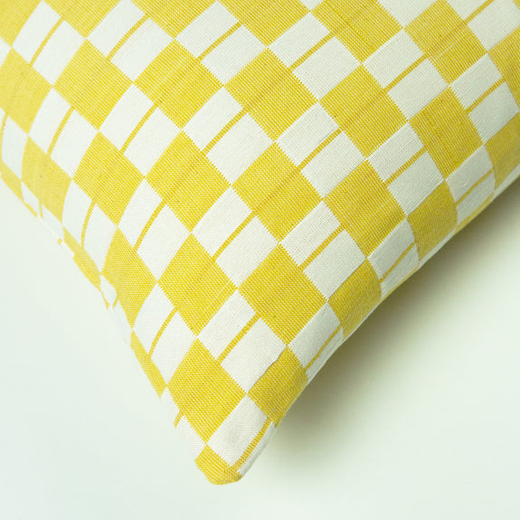 Suzani Pillow - Yellow & White Checkered