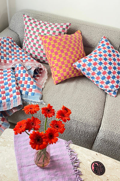 Sujani Pillow - Yellow & Pink Checkered