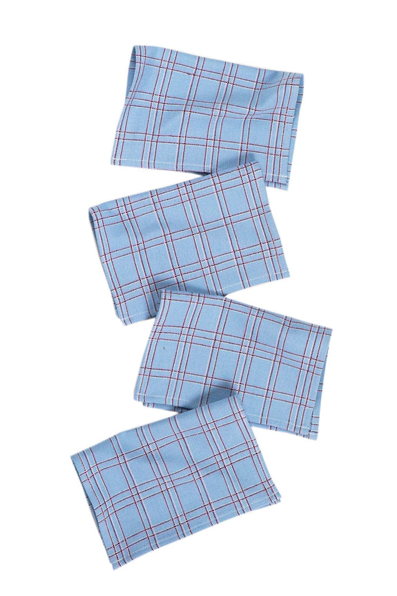Chiapas Plaid Light Blue Cocktail Napkins Set of 4