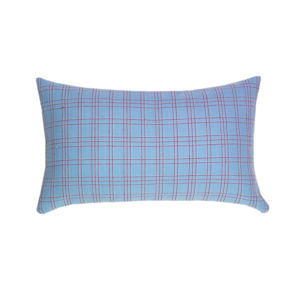Chiapas Plaid Light Blue Pillow 12" x 20"