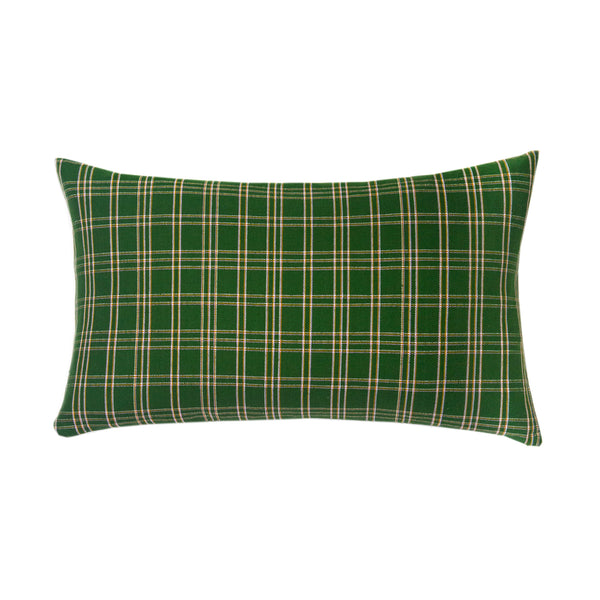 Chiapas Plaid Forest Green Pillow 12" x 20"