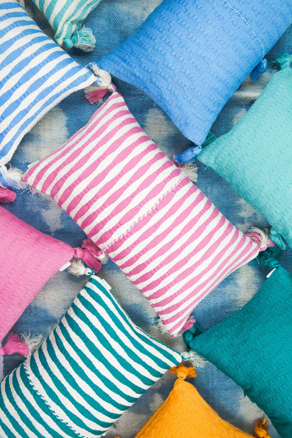 Backordered: Antigua Pillow - Bubblegum Pink Striped