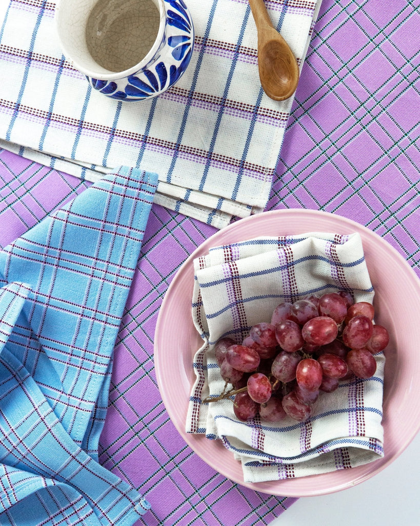 Chiapas Plaid Lilac Table Runner - Archive New York