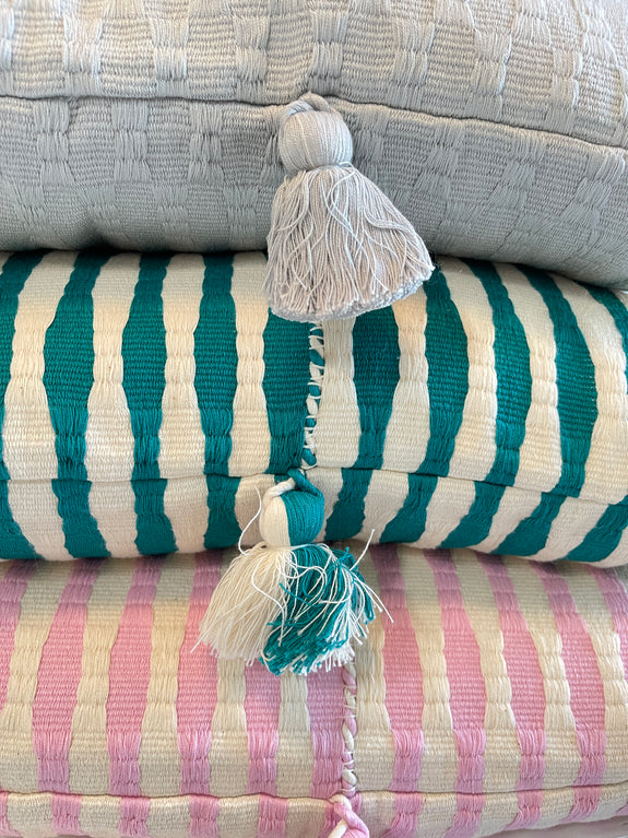 Antigua Pillow - Jade Stripe
