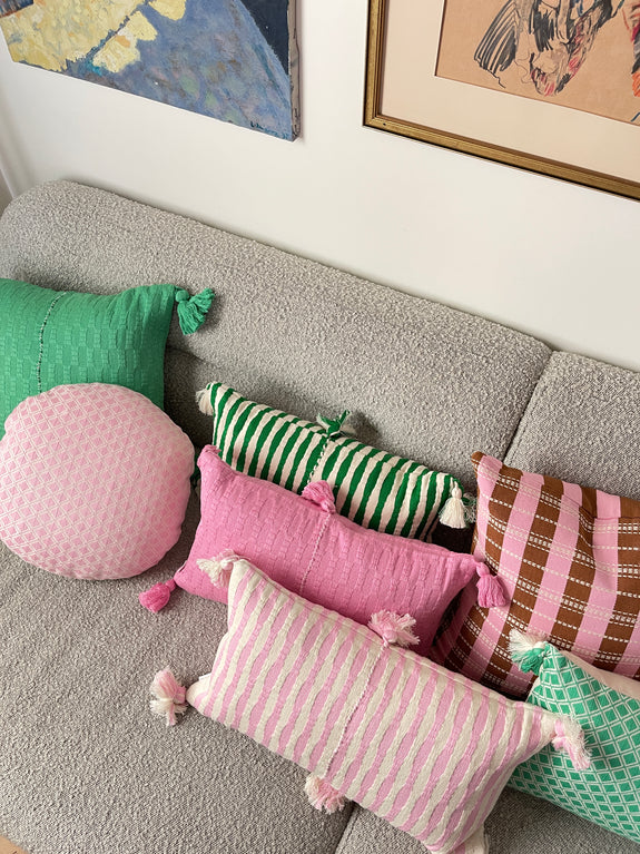 Antigua Pillow - Baby Pink Stripe