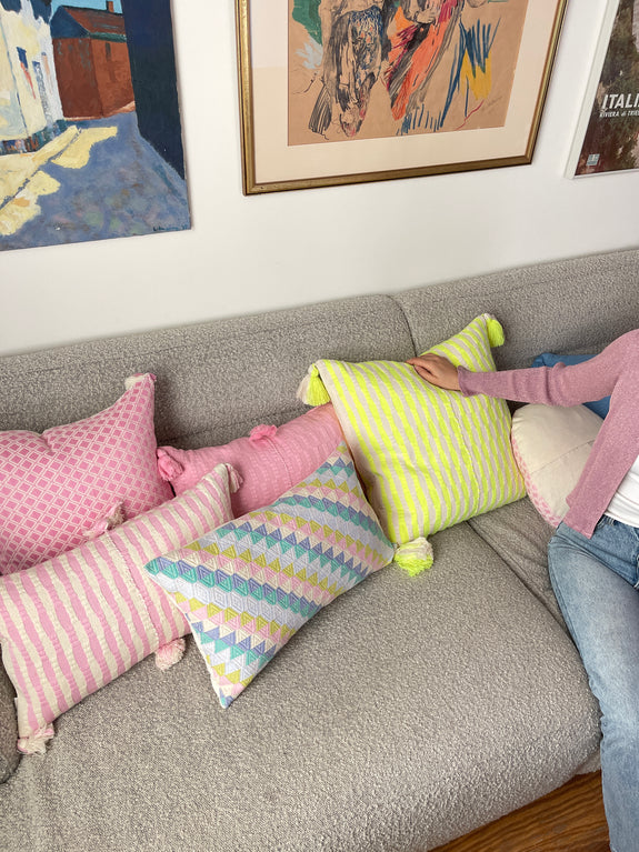 Backordered: Antigua Pillow - Baby Pink Stripe
