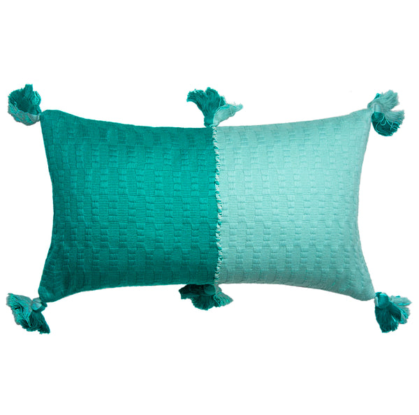 Backordered: Antigua Pillow - Jade &amp; Faded Aqua Colorblocked